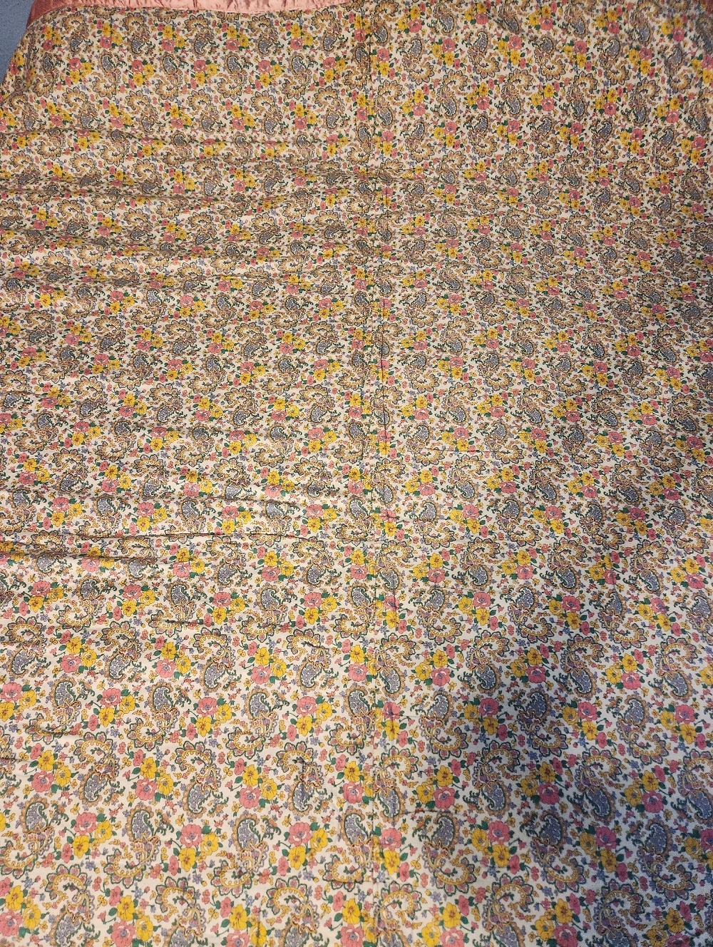 Floral Paisley Cotton Bedding Quilt - Pink, Yellow & Green